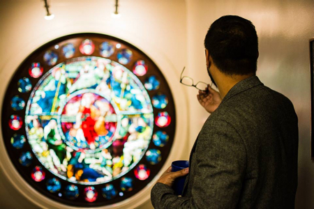 Circular stained-glass window (image courtesy of Kristy Schroeder)